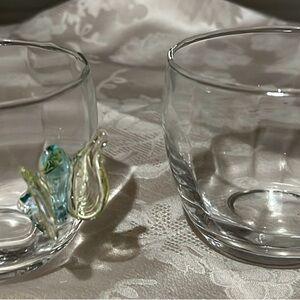 Princess House Clear Crystal Votive Holders with butterflies- Set of 2 NIB